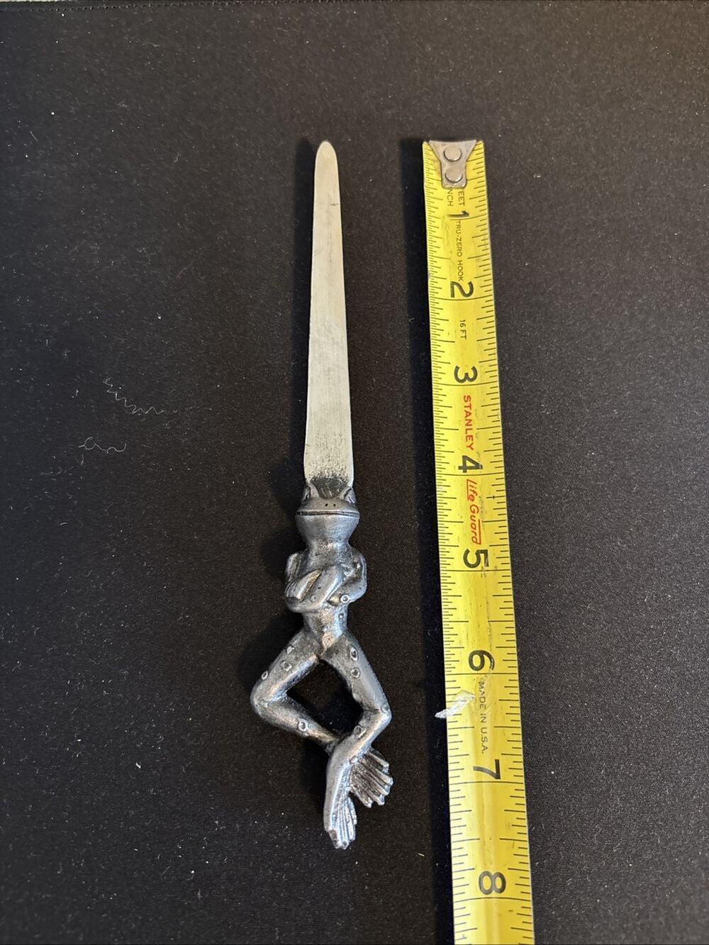 Vintage Pewter Frog Letter Opener Rare 1979